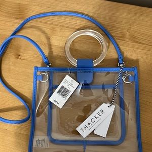 Thacker crossbody purse clear with blue piping NWT never worn